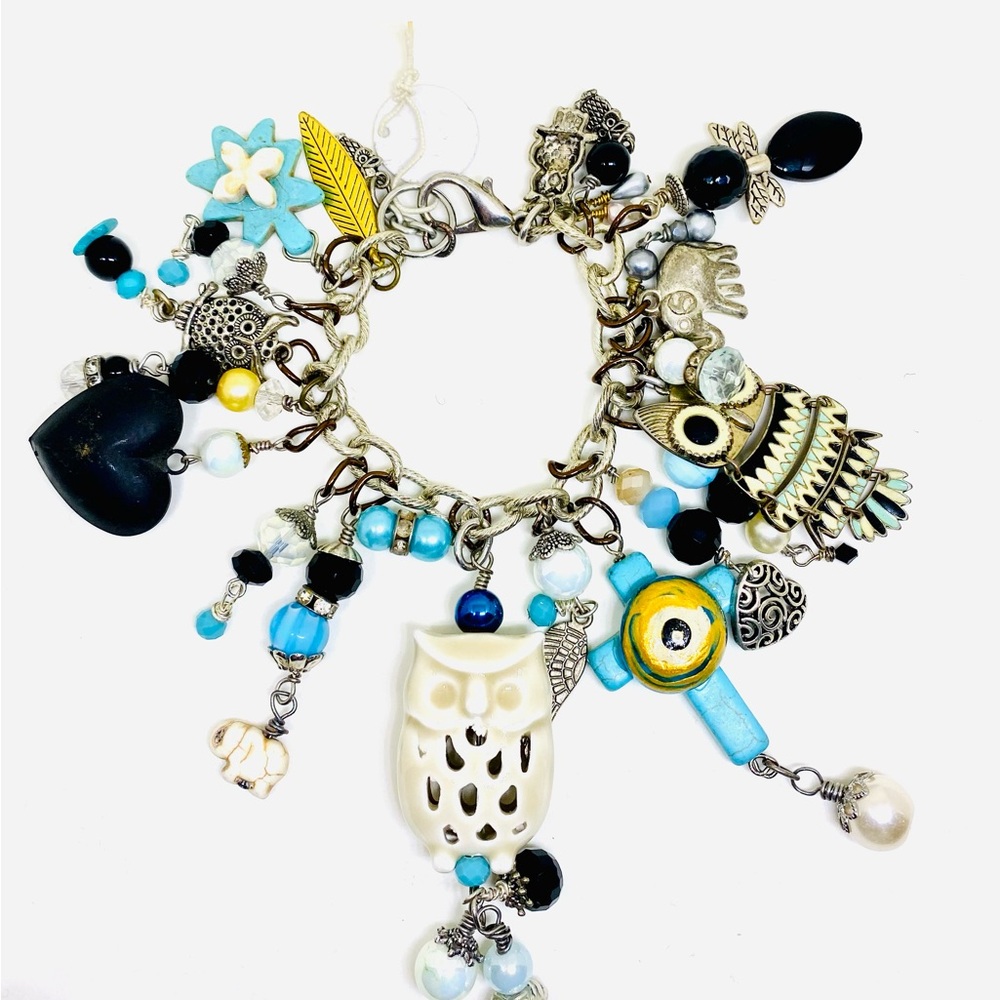 Charming White Owl Charm Bracelet
